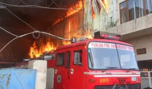Mattress Factory in Kapurthala Engulfed in Flames, Smoke Visible from Jalandhar